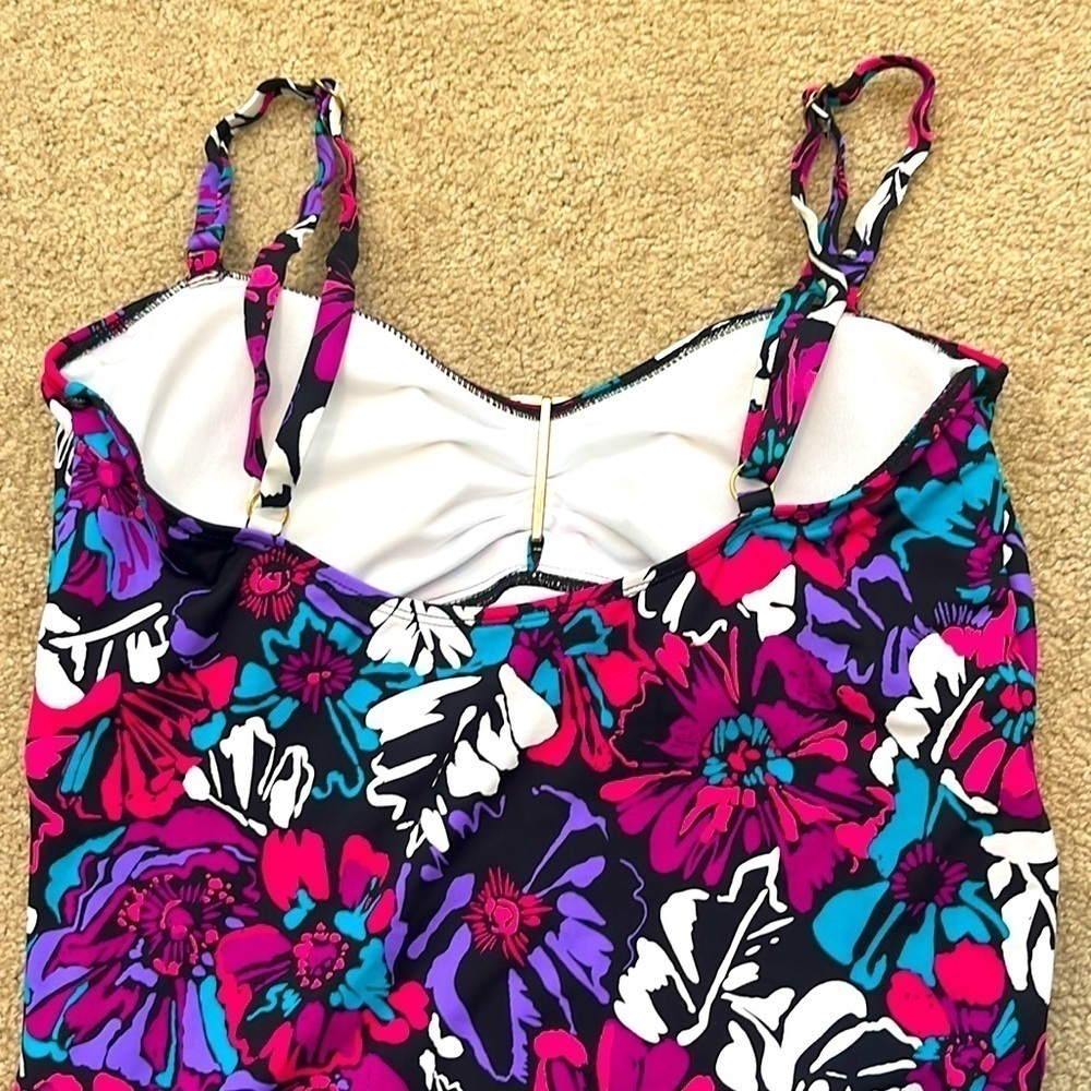 Anne Cole Floral Adjustable Straps One Piece Swimsuit - NWOT - Picture 4 of 8